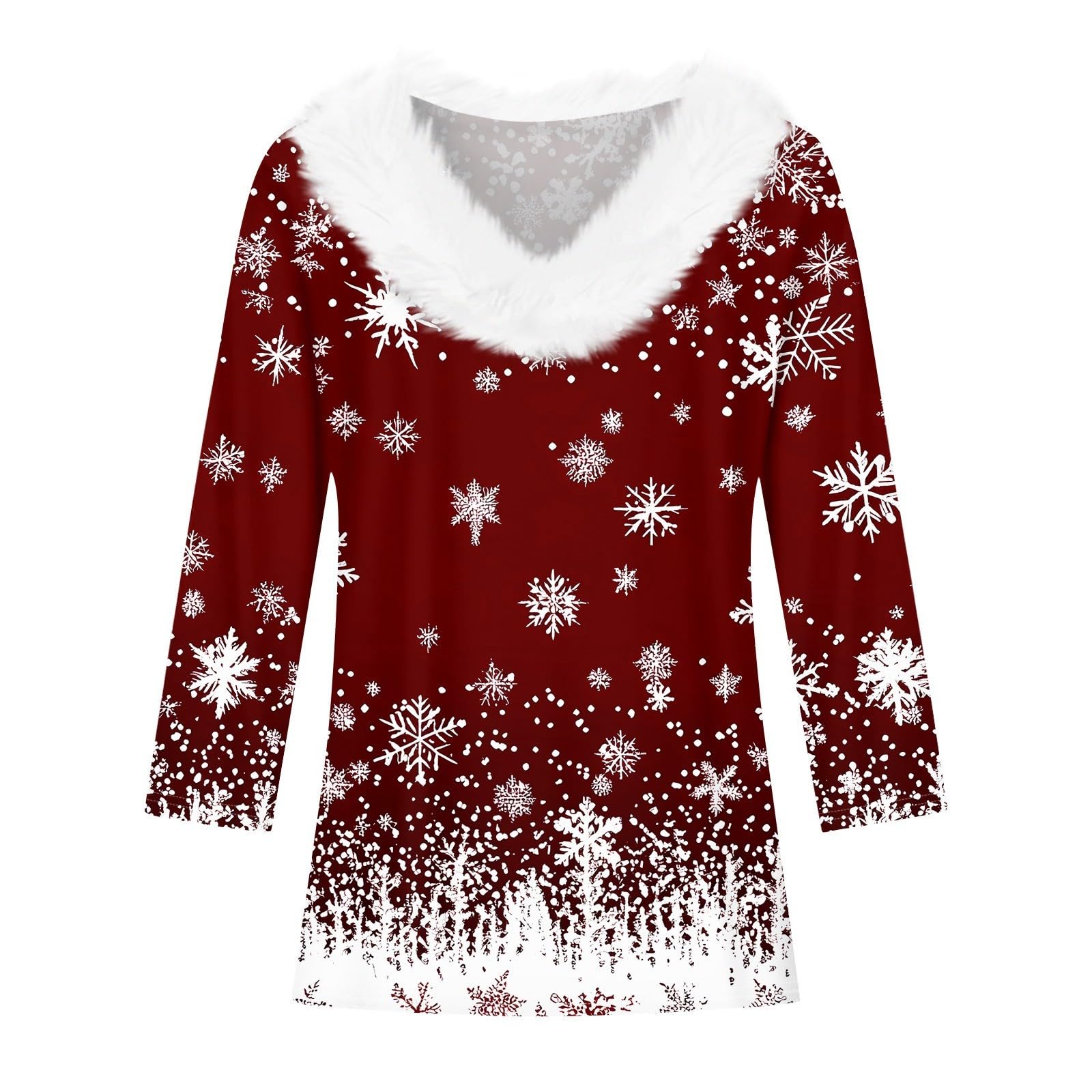 Foto 5 pulgar | Jersey Navideño Cotecram Para Mujer, Talla Grande, Cuello En V, Color Vino - Venta Internacional.