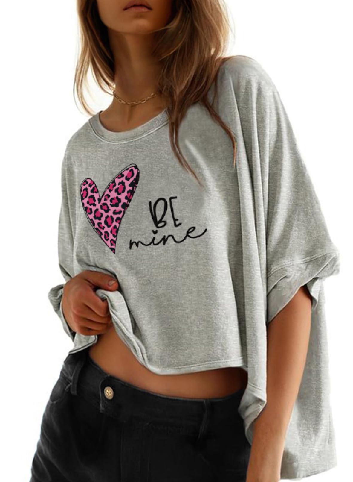 Camiseta Dokotoo Valentines Summer Para Mujer, Talla Grande, Gris Claro - Venta Internacional.