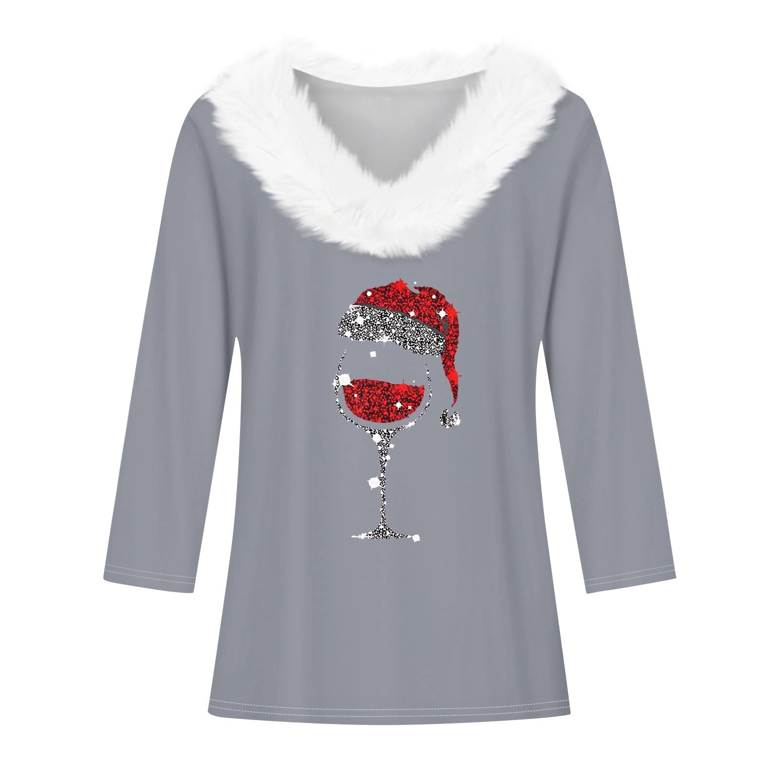 Foto 5 pulgar | Jersey Navideño Cotecram Para Mujer, Talla Grande, Cuello En V, Gris - Venta Internacional.