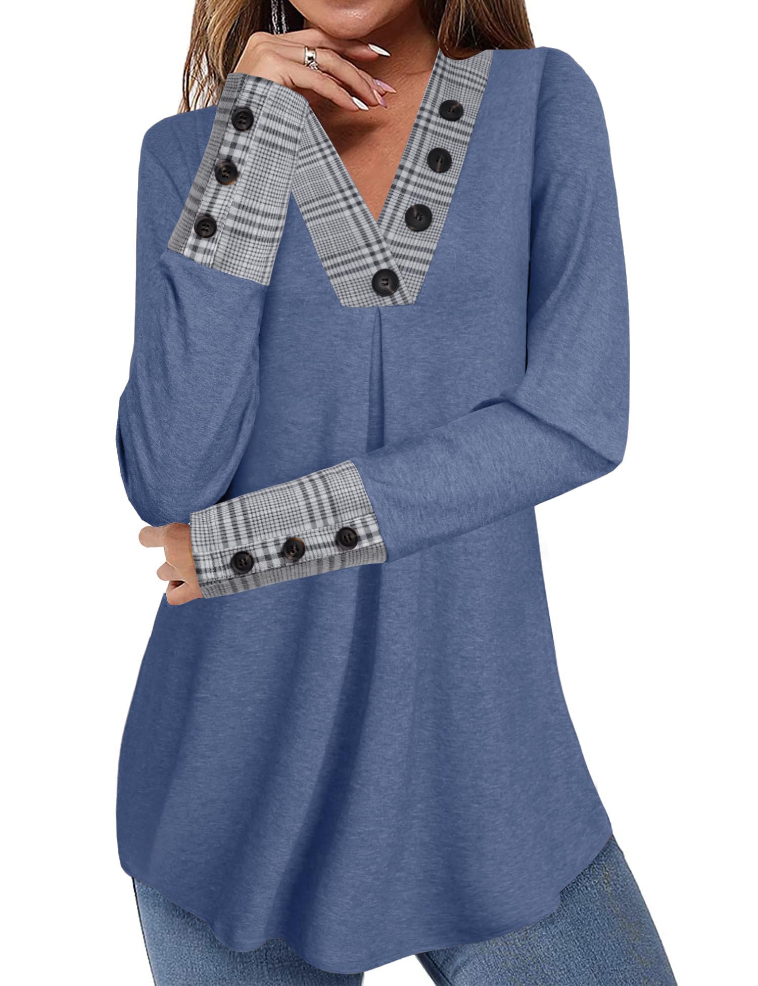 Foto 3 pulgar | Jersey Messic Para Mujer, Talla Grande, Azul Vaquero - Venta Internacional.