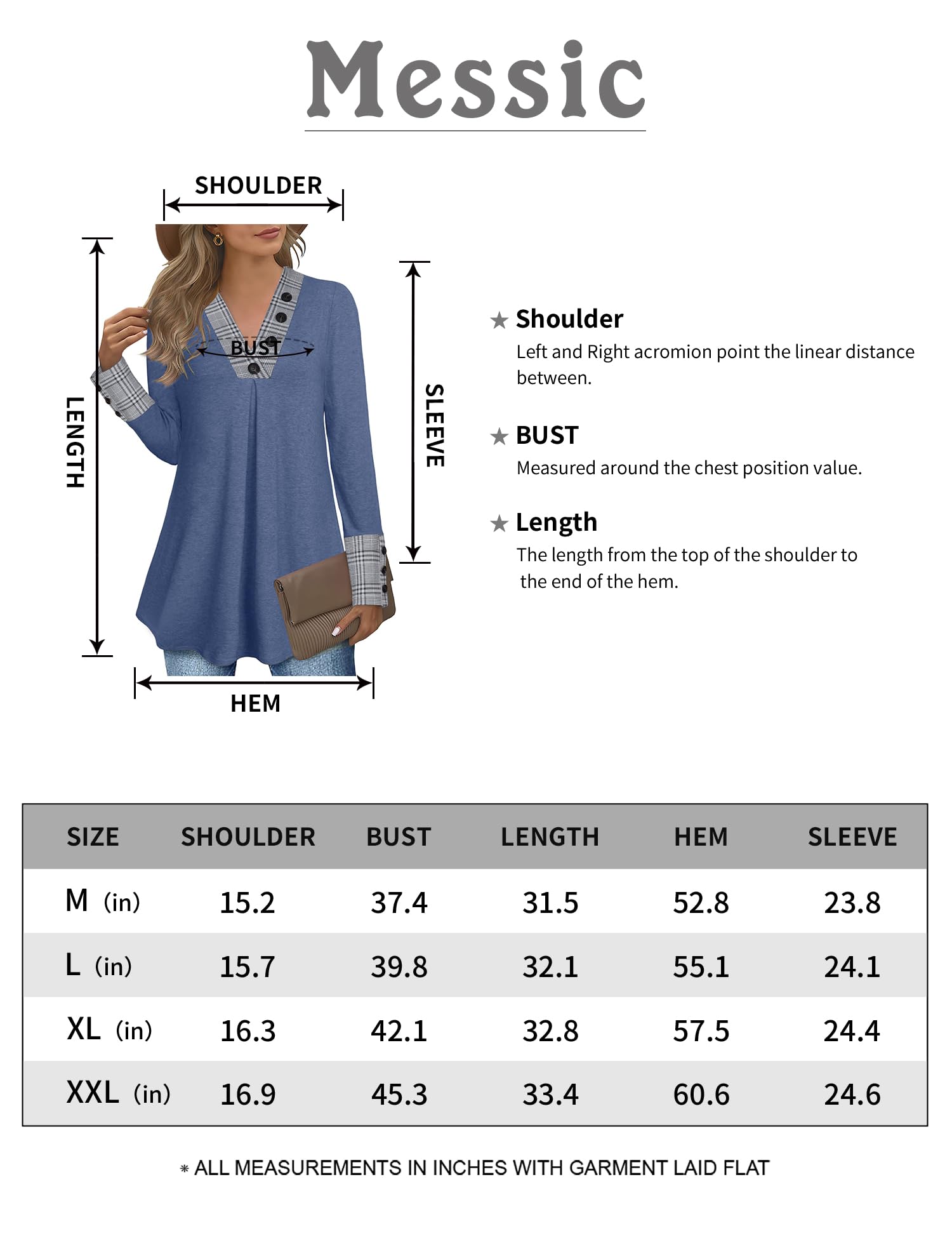 Foto 7 pulgar | Jersey Messic Para Mujer, Talla Grande, Azul Vaquero - Venta Internacional.