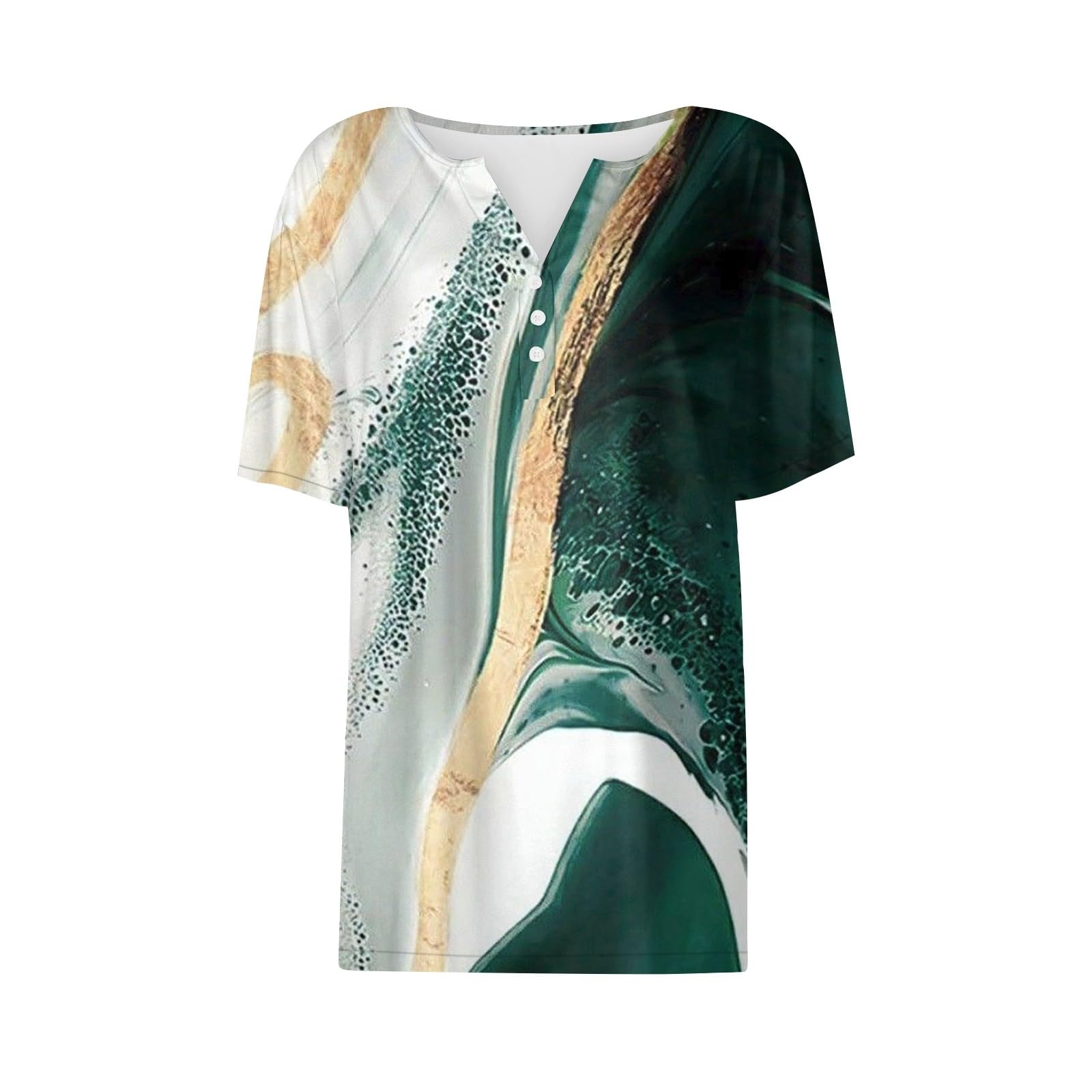 Foto 5 pulgar | Camiseta Tipo Túnica Cotecram Para Mujer, Verano 2024, Estampado Bohemio, Verde, Talla L - Venta Internacional.