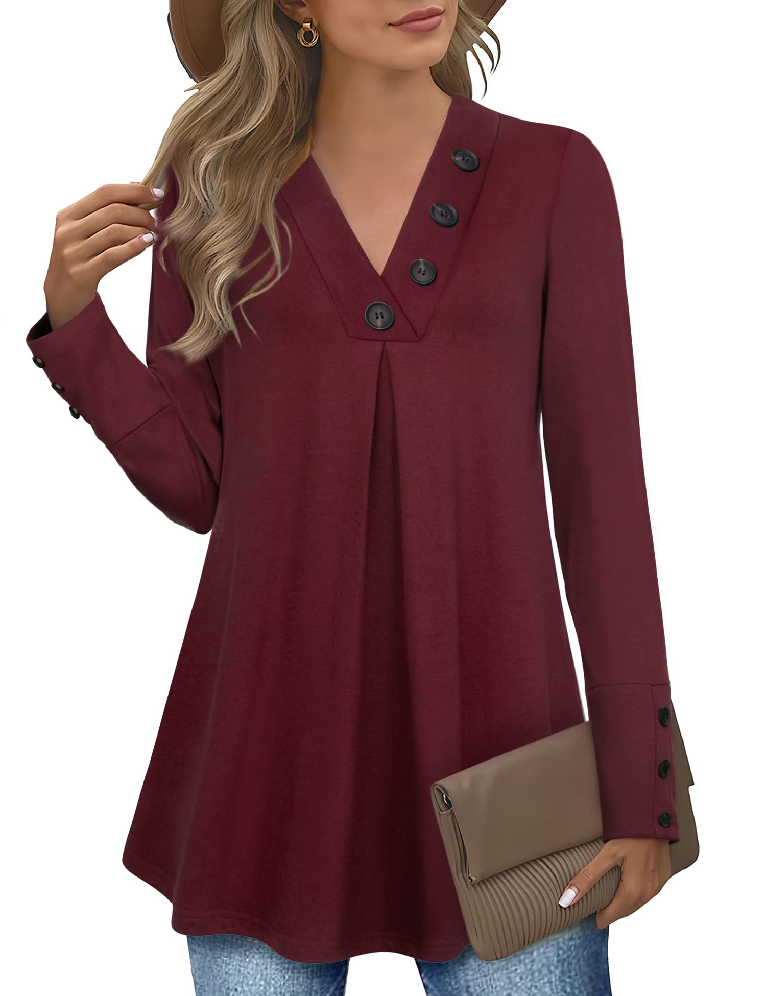 Top Tipo Túnica Messic Fall Fashion 2024 Con Cuello En V Y Manga Larga Para Mujer - Venta Internacional.