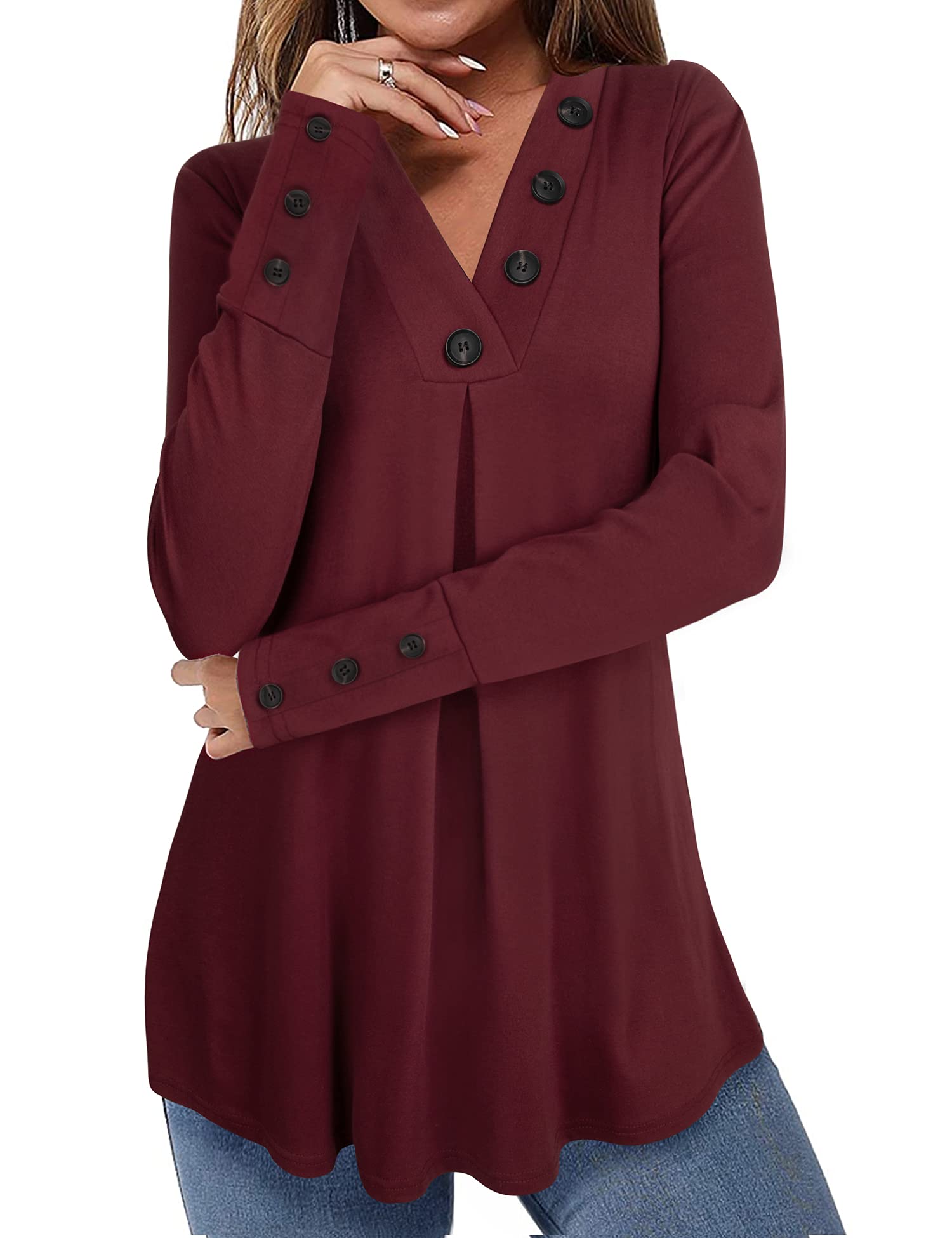 Foto 2 | Top Tipo Túnica Messic Fall Fashion 2024 Con Cuello En V Y Manga Larga Para Mujer - Venta Internacional.