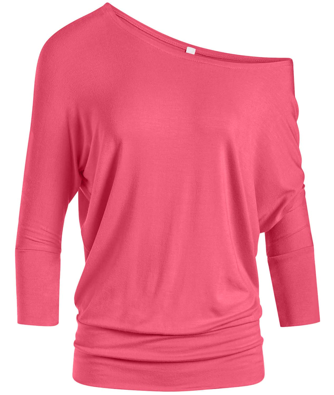 Foto 1 | Top Simlu Dolman, Manga 3/4, Drapeado, Cuello Redondo, Fucsia - Venta Internacional.