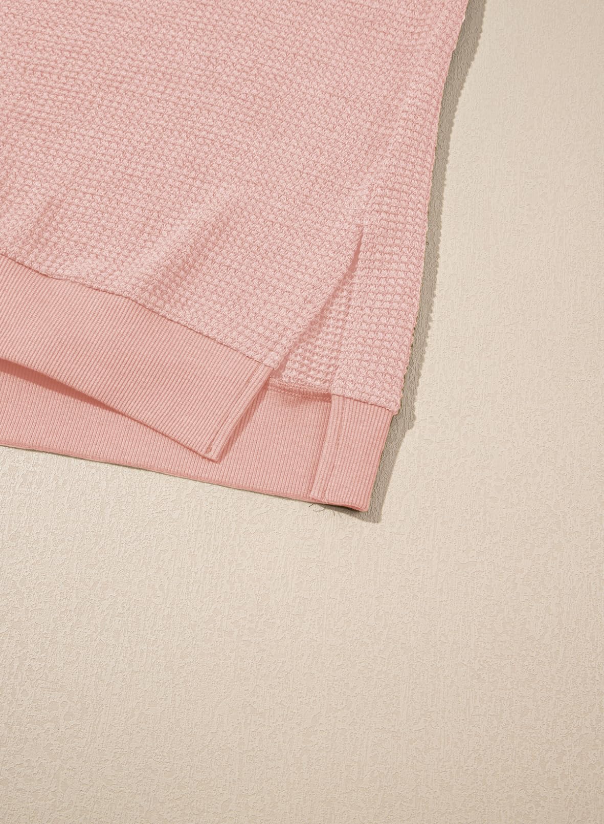 Foto 5 pulgar | Camisa De Manga Larga Dokotoo Para Mujer, Cuello En V, Punto Gofrado, Rosa S - Venta Internacional.