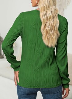 Foto 4 | Blusa Evaless Para Mujer, Manga Larga, Cuello Redondo, Corte Holgado, Verde - Venta Internacional.