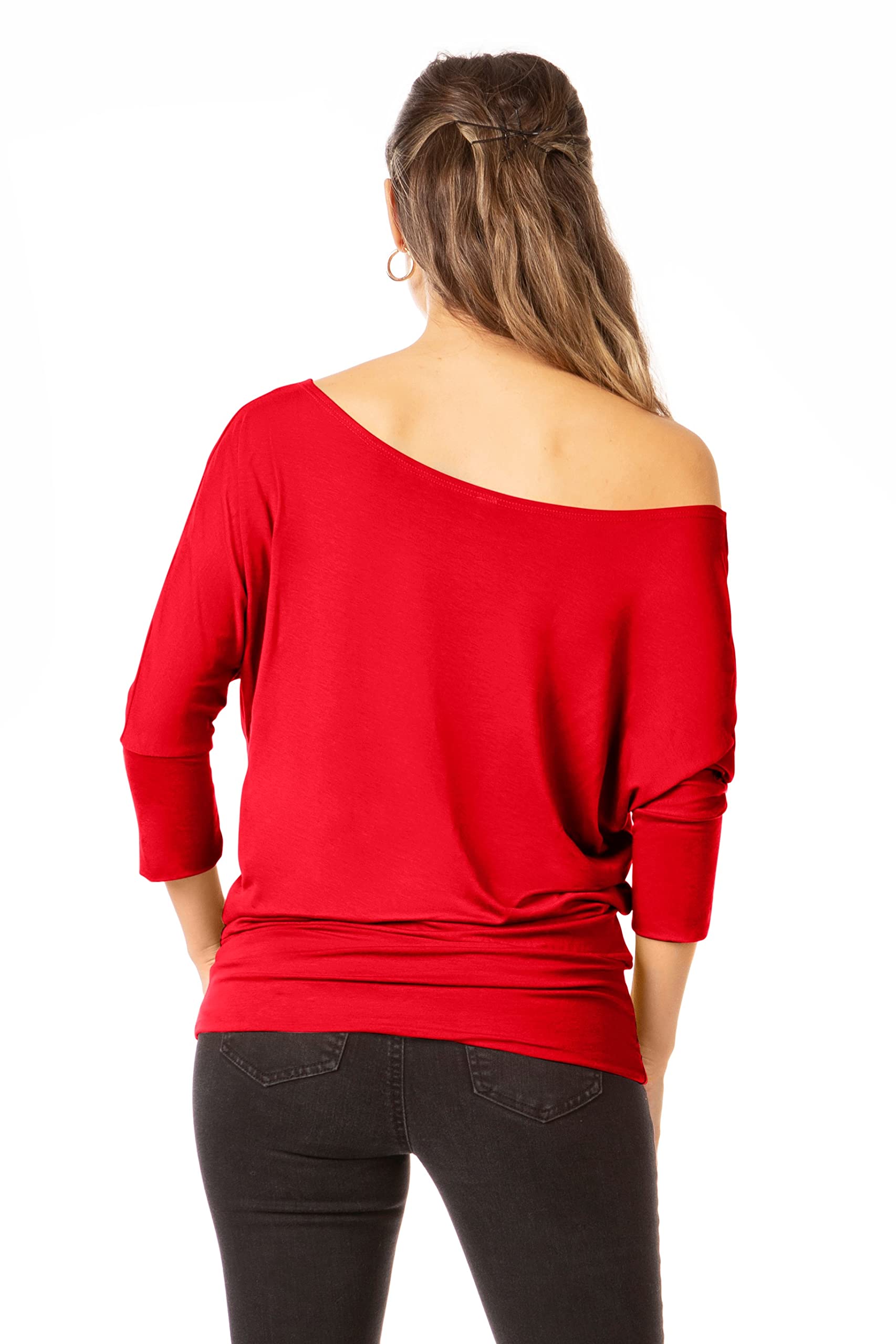 Foto 3 pulgar | Jersey Simlu Para Mujer, Jersey Con Hombros Descubiertos, Rojo, 1x - Venta Internacional.