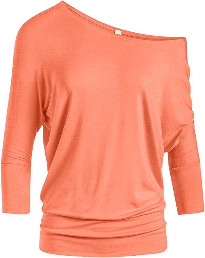 Foto 2 pulgar | Camiseta Simlu Dolman Con Mangas 3/4 Y Hombros Descubiertos Y Cintura Con Bandas - Venta Internacional.