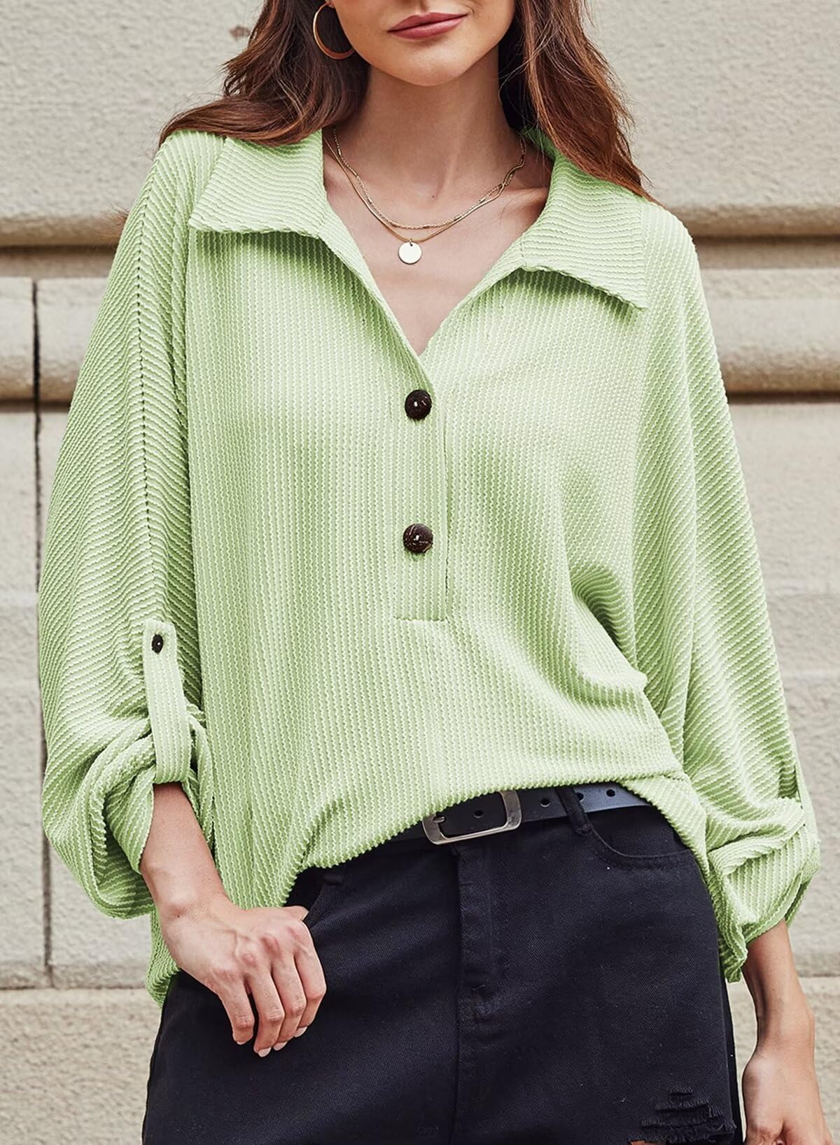 Foto 3 pulgar | Camiseta Tipo Túnica Astylish Con Cuello En V, Color Aguamarina, Para Mujer, Talla Xxl - Venta Internacional.