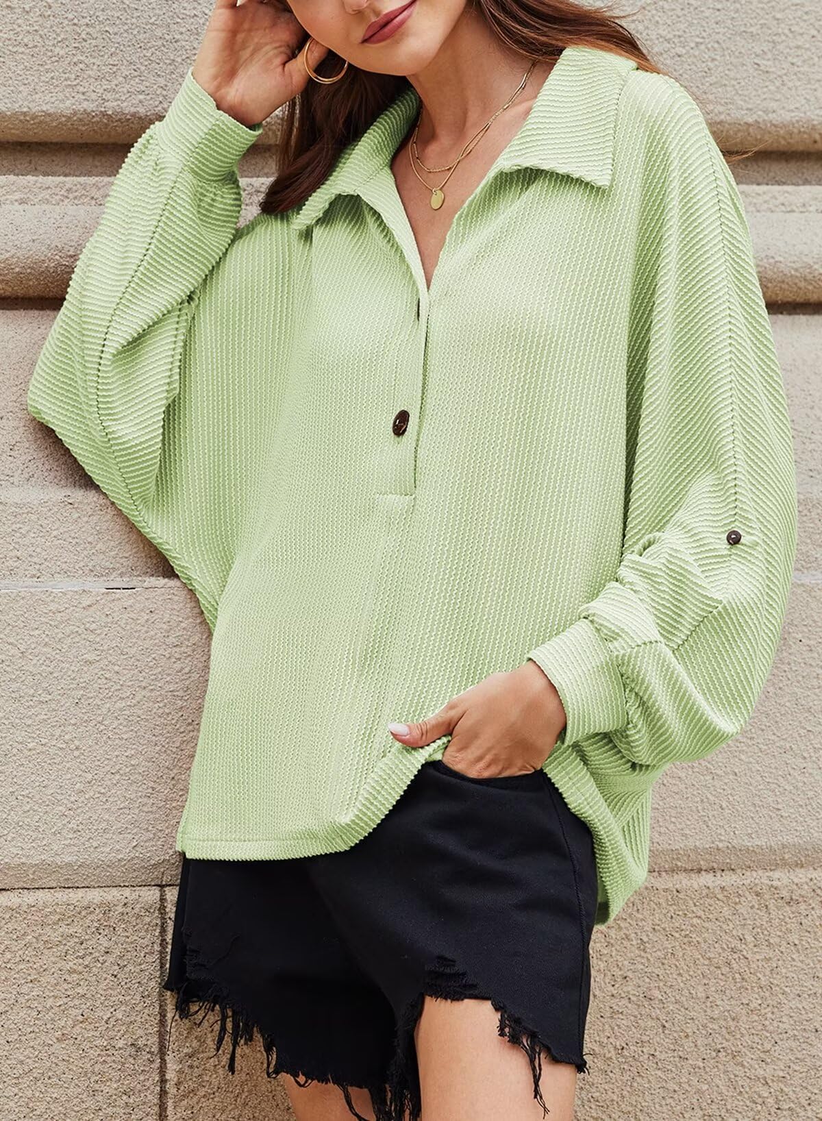 Foto 4 pulgar | Camiseta Tipo Túnica Astylish Con Cuello En V, Color Aguamarina, Para Mujer, Talla Xxl - Venta Internacional.