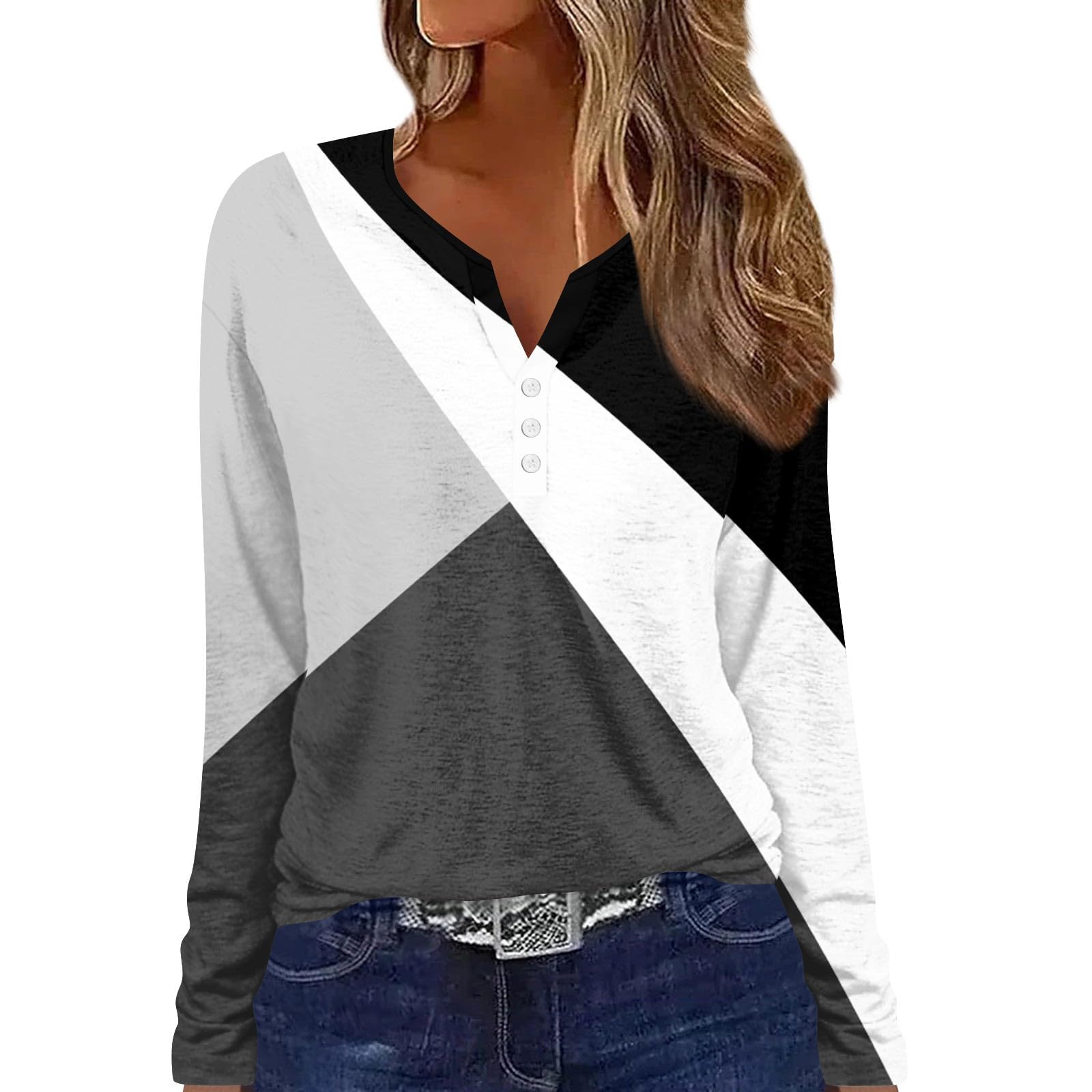 Foto 2 pulgar | Top Cotecram Para Mujer, Cuello En V, Manga Larga, Holgado, Talla Xxl - Venta Internacional.