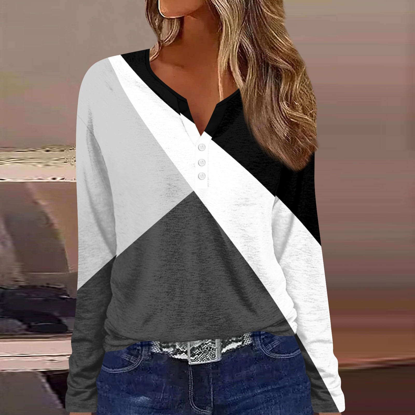 Foto 3 pulgar | Top Cotecram Para Mujer, Cuello En V, Manga Larga, Holgado, Talla Xxl - Venta Internacional.