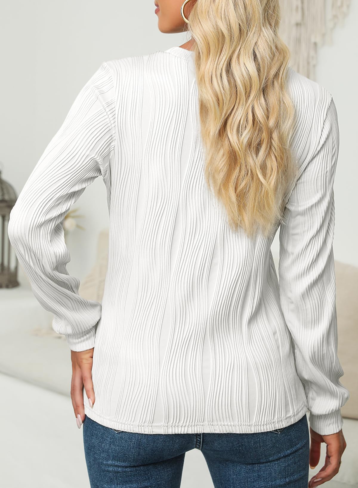Foto 4 | Vestido Tipo Camiseta Evaless Para Mujer, Manga Larga, Corte Holgado, Blanco - Venta Internacional.