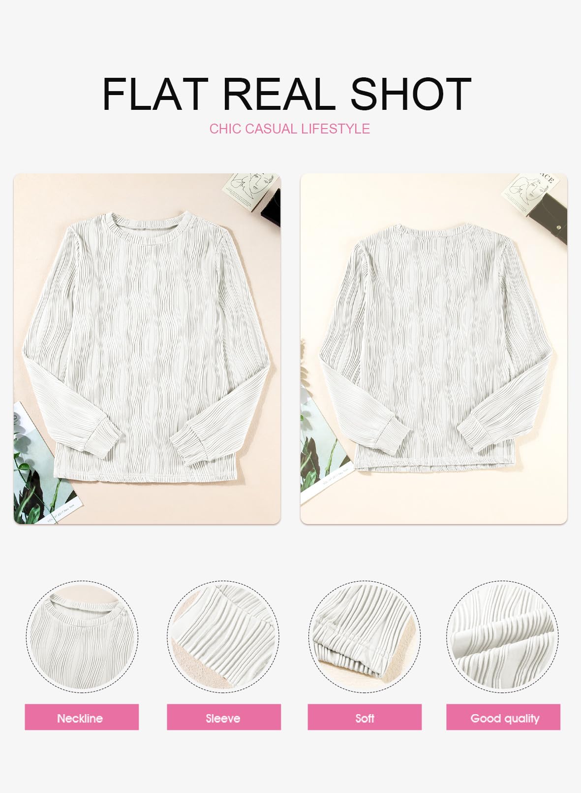 Foto 6 pulgar | Vestido Tipo Camiseta Evaless Para Mujer, Manga Larga, Corte Holgado, Blanco - Venta Internacional.