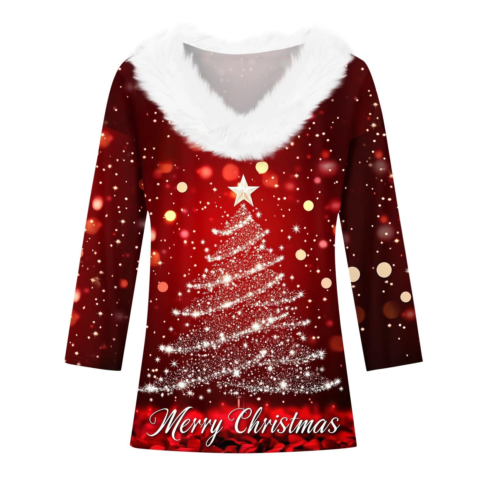 Foto 4 | Suéter Navideño Cotecram Para Mujer, Forro Polar, Manga 3/4, Corte Holgado - Venta Internacional.