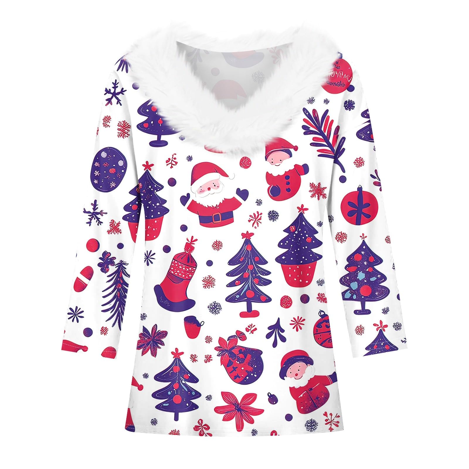 Foto 5 pulgar | Suéteres Navideños Para Mujer Cotecram Trendy Con Manga 3/4 Y Cuello En V - Venta Internacional.