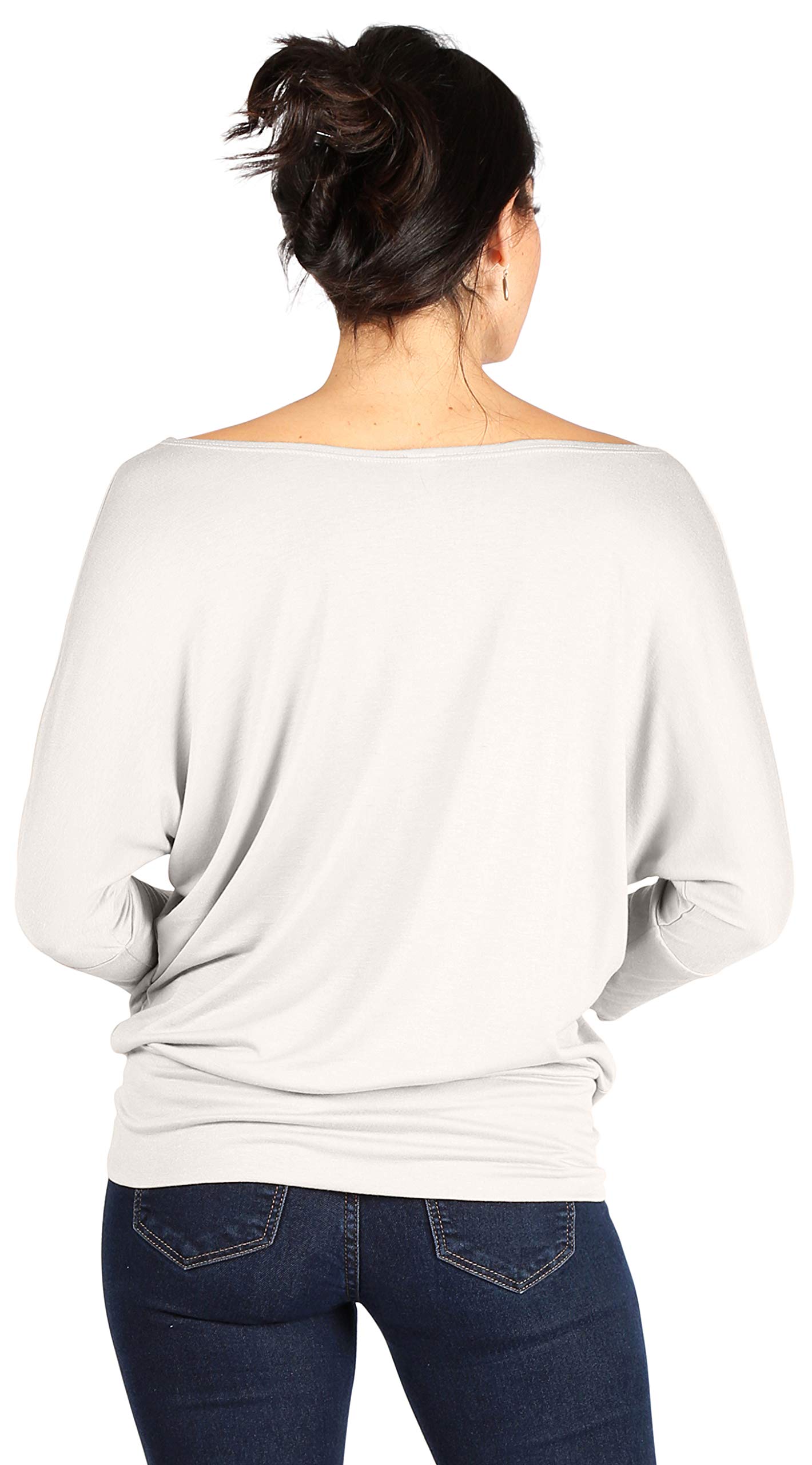 Foto 4 pulgar | Camiseta Simlu Dolman, Manga 3/4, Cuello Redondo, Rayón Marfil - Venta Internacional.