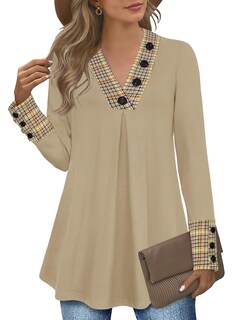 Foto 1 | Blusas De Invierno Messic Para Mujer 2024, Manga Larga, Cuello En V, Xxl - Venta Internacional.