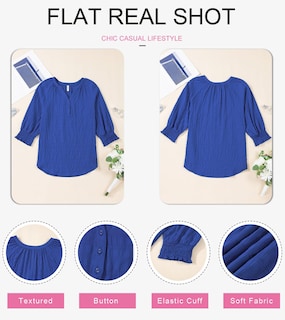 Foto 2 | Tops Dokotoo - Camisetas Con Cuello En V Para Mujer, Manga Corta, Color Azul Oscuro - Venta Internacional.