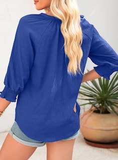 Foto 3 | Tops Dokotoo - Camisetas Con Cuello En V Para Mujer, Manga Corta, Color Azul Oscuro - Venta Internacional.