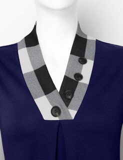 Foto 4 | Camisa Messic Para Mujer De Manga Larga Con Cuello En V, Color Azul Sodalita - Venta Internacional.