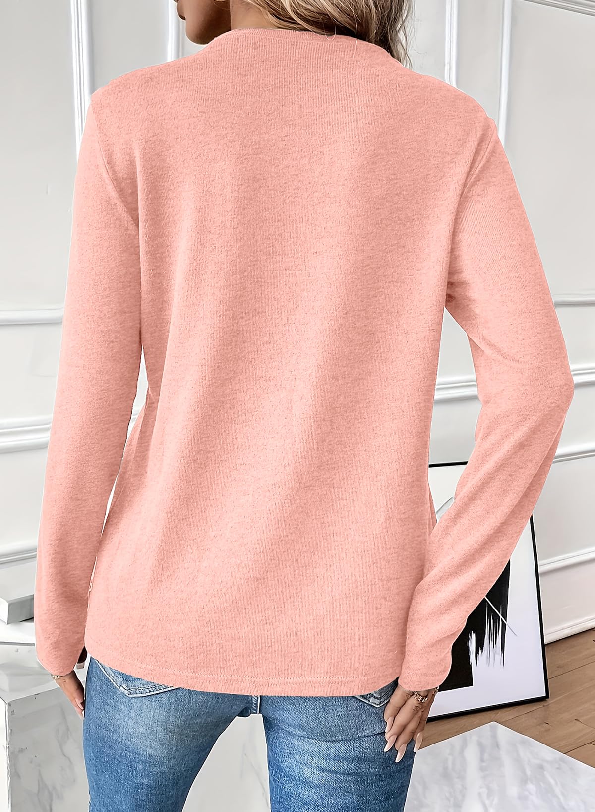 Foto 4 pulgar | Blusas Evaless Para Mujer, Verano Y Otoño, Casual, Rosa Claro - Venta Internacional.