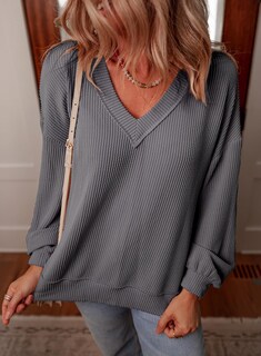 Foto 2 | Blusa Tipo Túnica Evaless, Manga Larga, Cuello En V, Holgada, Gris, 2xl - Venta Internacional.