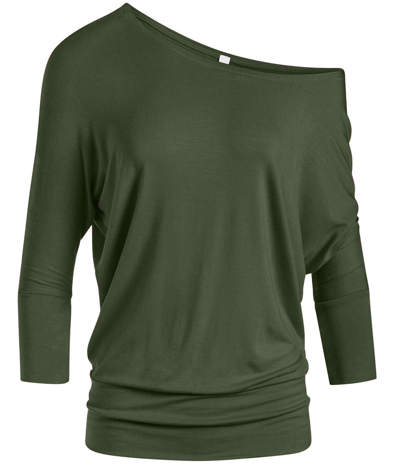 Foto 1 | Top Simlu Dolman, Manga 3/4, Drapeado, Cuello Redondo Y Cintura Con Bandas - Venta Internacional.