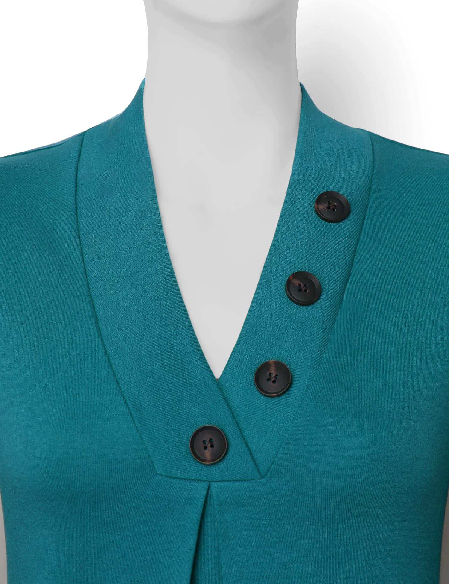 Foto 5 pulgar | Camiseta Tipo Túnica Messic Para Mujer, Moda De Otoño 2024, Cuello En V, Color Cian Oscuro - Venta Internacional.