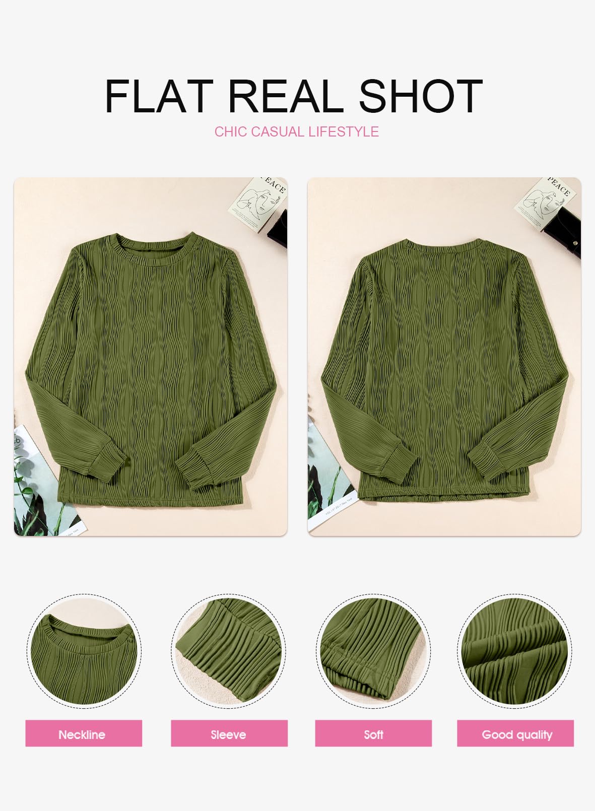 Foto 6 pulgar | Camiseta Evaless Para Mujer, Primavera, Verano, Otoño, Manga Larga, Verde - Venta Internacional.