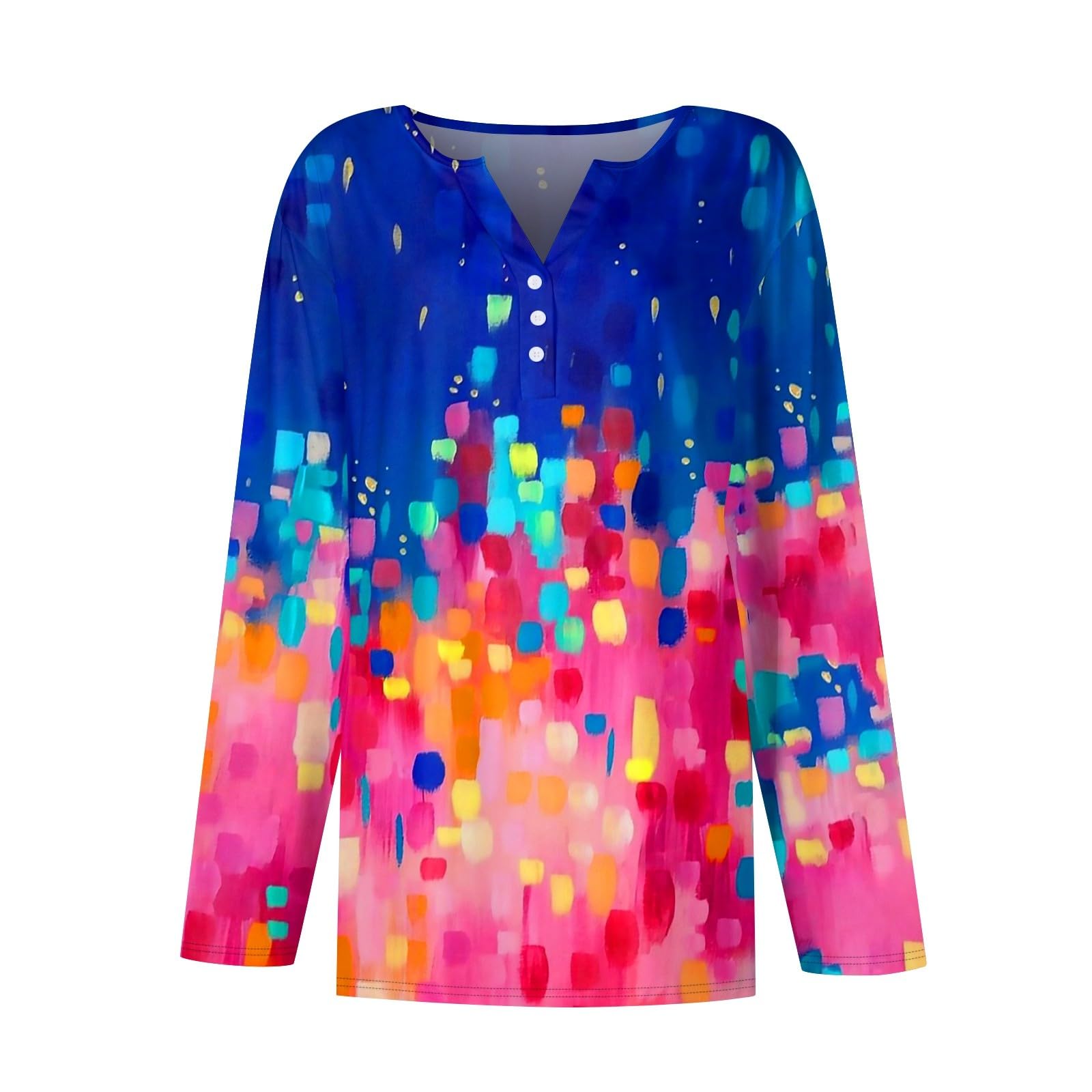 Foto 4 | Blusa Cotecram Lindo Tops Para Mujer De Manga Larga Con Cuello En V Azul - Venta Internacional.