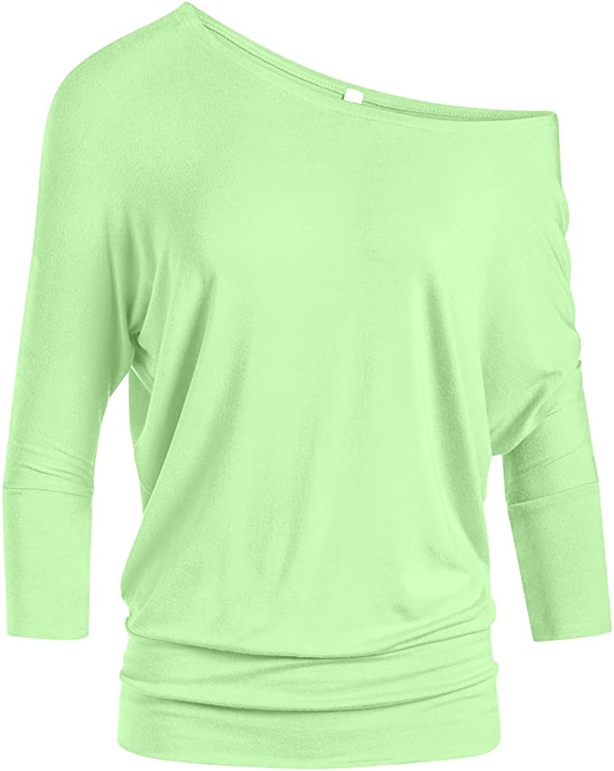 Foto 2 pulgar | Top Simlu Dolman De Manga 3/4 Drapeado Con Cuello Redondo, Color Menta, Talla Xxl, Para Mujer - Venta Internacional.