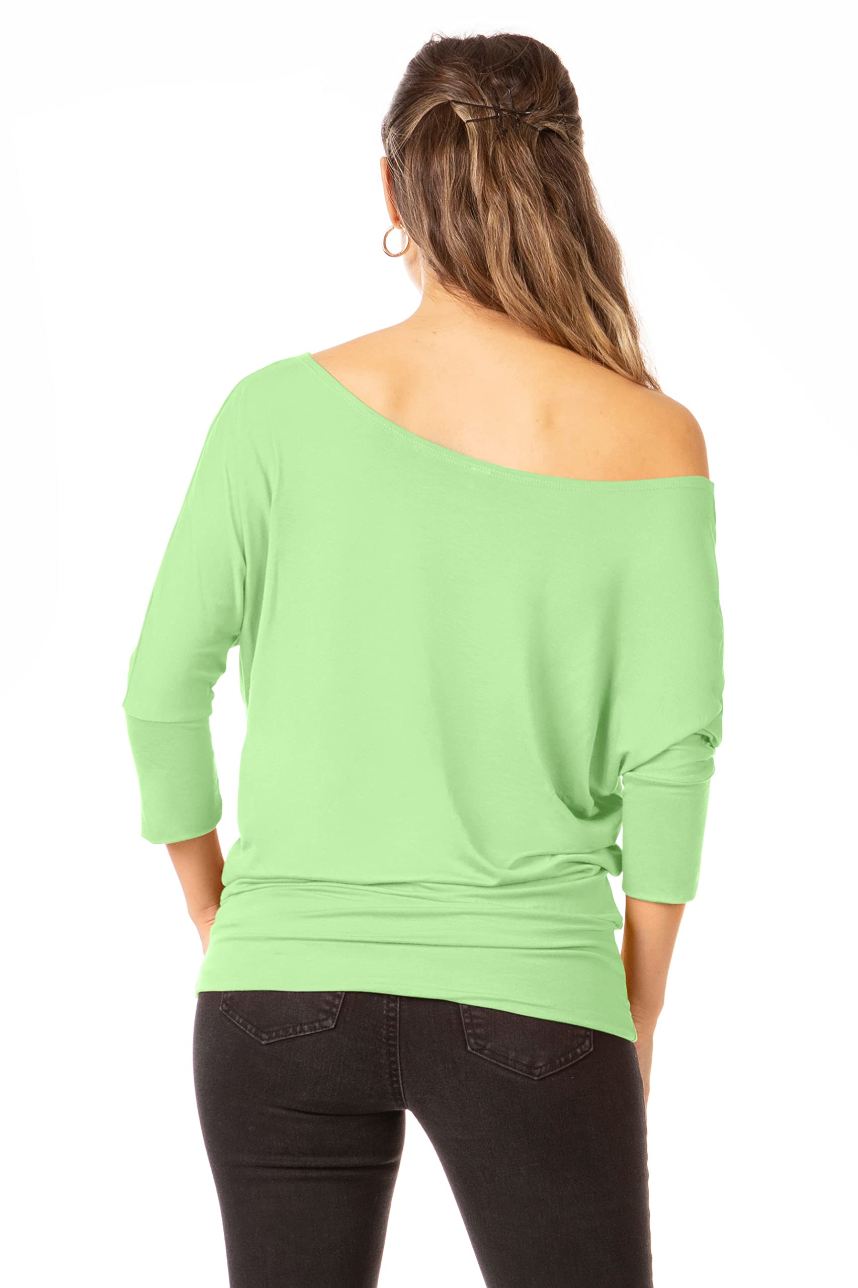 Foto 3 pulgar | Top Simlu Dolman De Manga 3/4 Drapeado Con Cuello Redondo, Color Menta, Talla Xxl, Para Mujer - Venta Internacional.