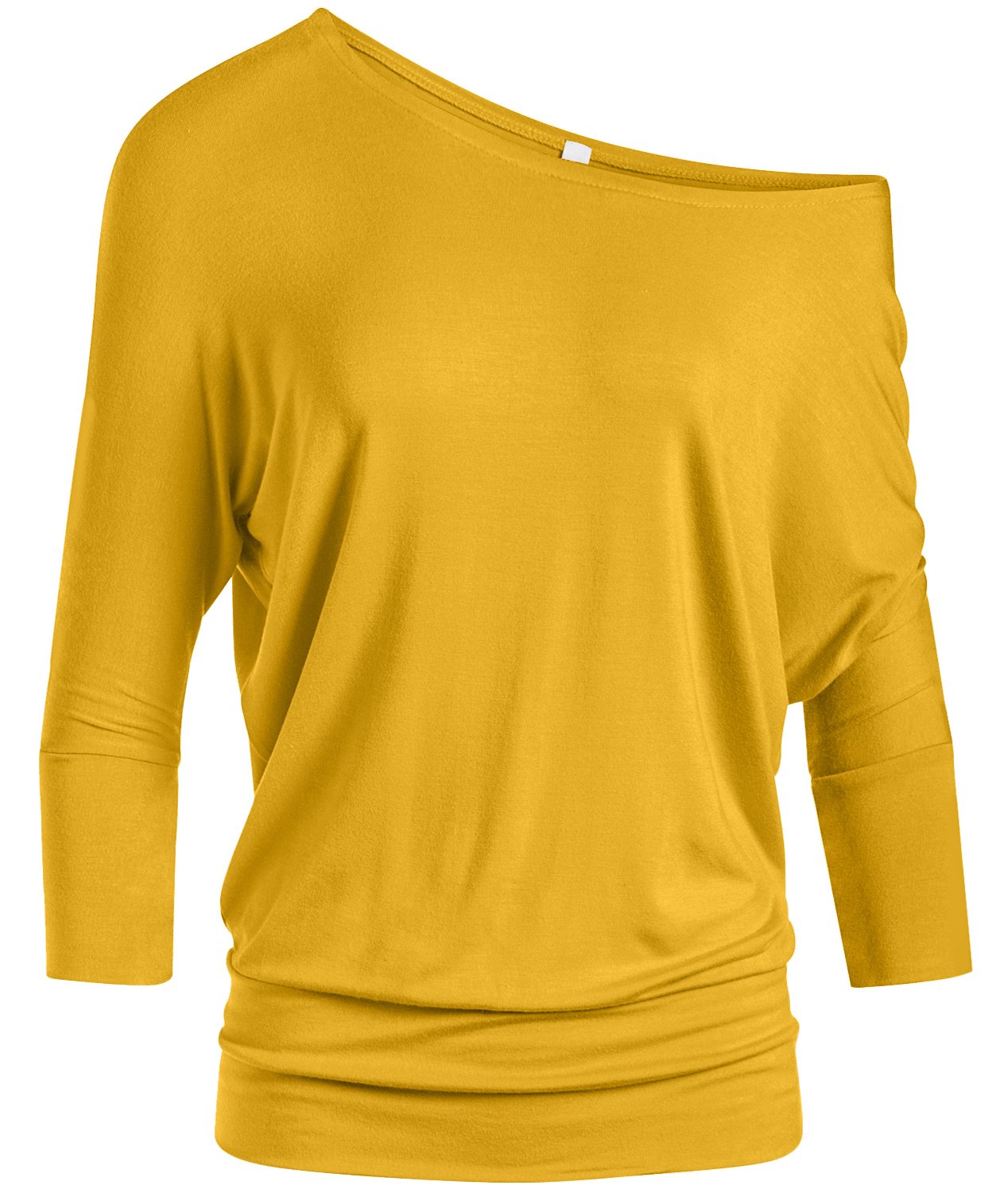 Top Simlu Dolman, Manga 3/4, Drapeado, Cuello Redondo Y Cintura Con Bandas - Venta Internacional.