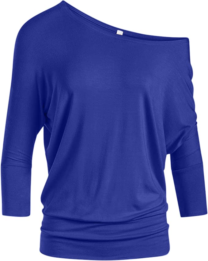 Foto 1 | Top Simlu Dolman Con Hombros Descubiertos Y Cintura Azul Real - Venta Internacional.