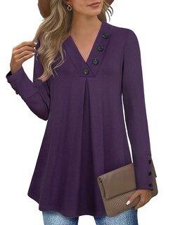 Foto 1 | Camiseta Tipo Túnica Messic De Manga Larga Para Invierno Para Mujer, Color Morado Oscuro - Venta Internacional.