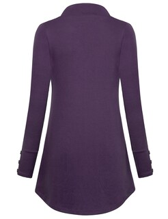 Foto 3 | Camiseta Tipo Túnica Messic De Manga Larga Para Invierno Para Mujer, Color Morado Oscuro - Venta Internacional.