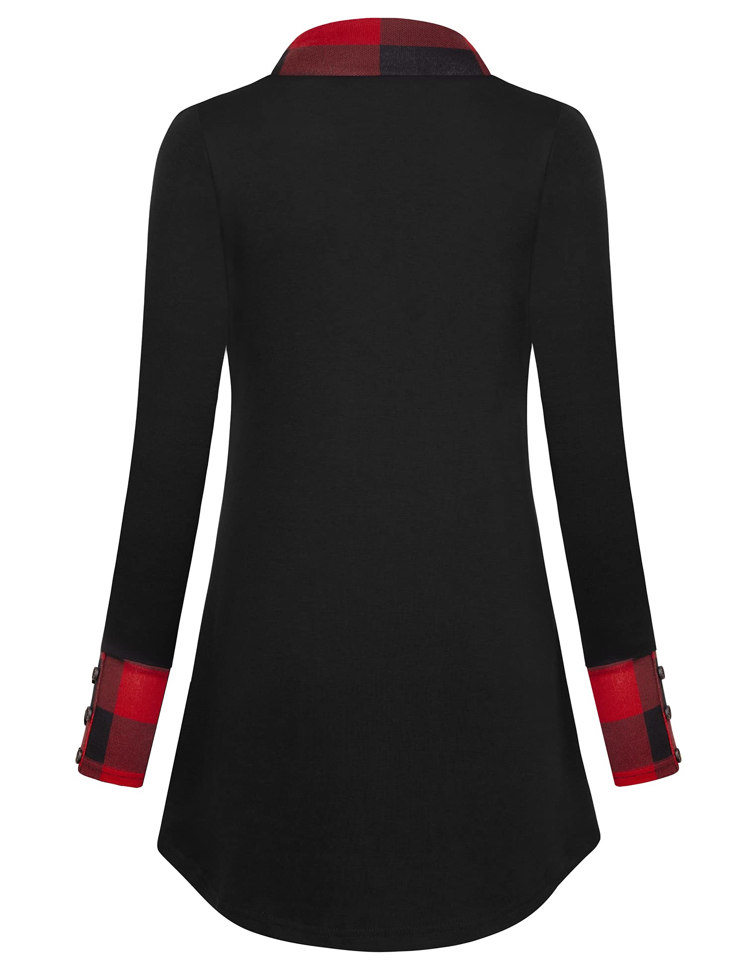 Foto 4 pulgar | Blusa Tipo Túnica Messic Para Mujer, Moda De Otoño 2024, Cuello En V, Color Negro A Cuadros - Venta Internacional.
