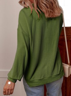 Foto 3 | Camisa De Manga Larga Evaless Para Mujer Con Cuello En V, Color Verde Oliva - Venta Internacional.
