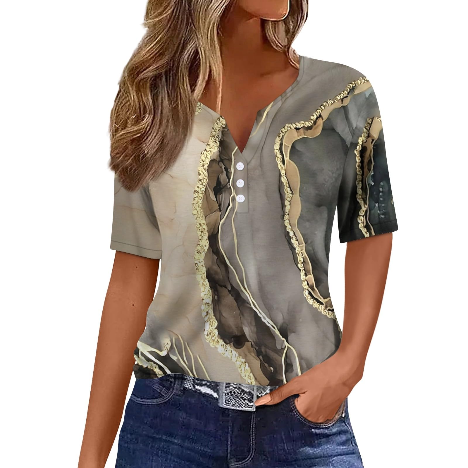 Camiseta Tipo Túnica Cotecram Para Verano De 2024, Con Estampado Bohemio Para Mujer, Color Caqui - Venta Internacional.