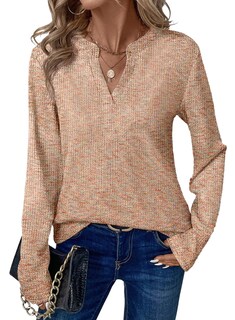 Foto 1 | Camisa De Manga Larga Dokotoo De Punto Gofrado Con Cuello En V Para Mujer - Venta Internacional.