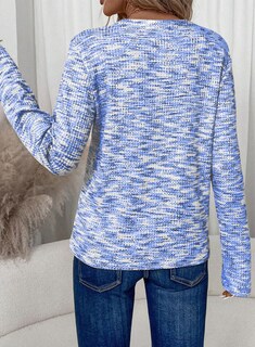 Foto 3 | Top Dokotoo 2025 Plus De Punto Gofrado Con Cuello En V Y Manga Larga Para Mujer - Venta Internacional.
