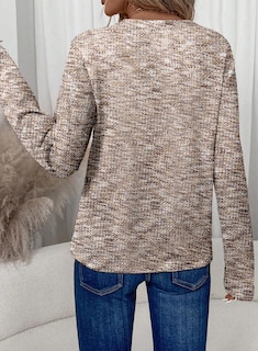 Foto 3 | Camisa Dokotoo De Manga Larga Con Cuello En V Punto Gofrado Para Mujer Color Albaricoque - Venta Internacional.
