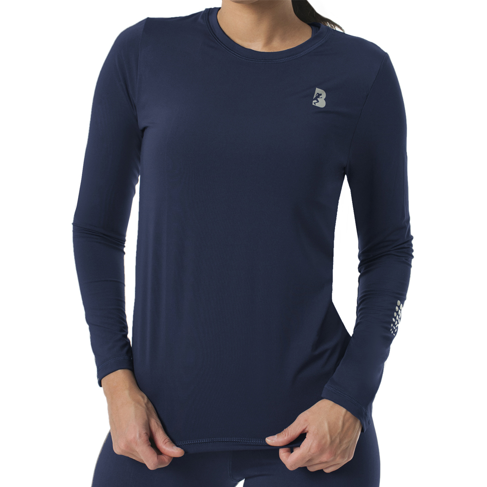 Foto 2 pulgar | Playera Deportiva Black Secret Manga Larga Dry-Fit Azul Marino para Mujer