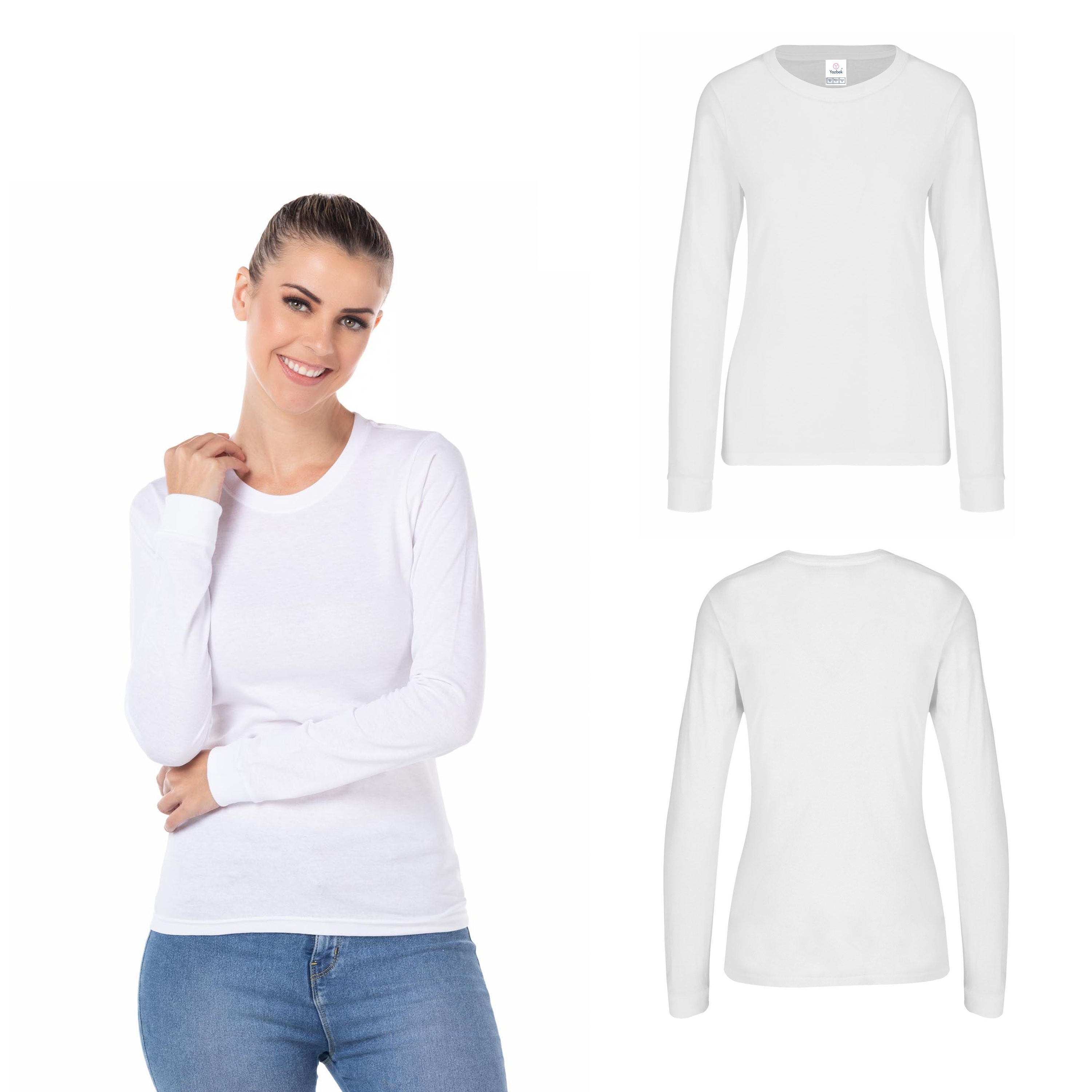 Foto 3 pulgar | Playera Manga Larga Yazbek para Dama 100% Algodón Blanca