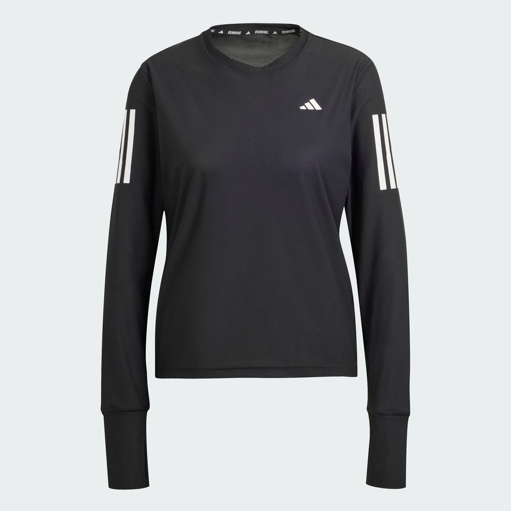 Foto 3 pulgar | Playera Adidas Own The Run Manga Larga Negra para Mujer