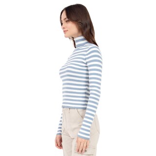 Foto 2 | Playera Quarry a Rayas con Cuello Alto Azul para Mujer