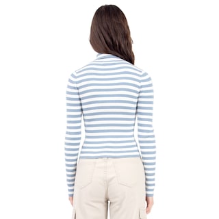 Foto 3 | Playera Quarry a Rayas con Cuello Alto Azul para Mujer
