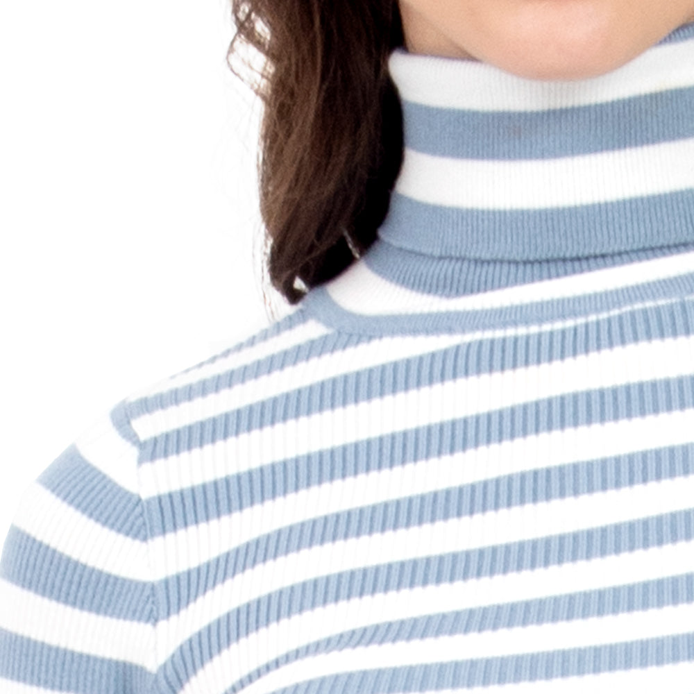 Foto 4 | Playera Quarry a Rayas con Cuello Alto Azul para Mujer